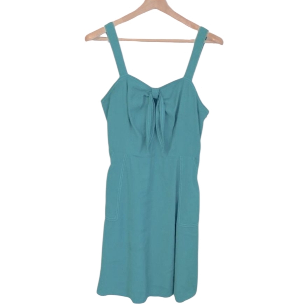 A New Day | Teal Apron Dress w|tie accent & pockets